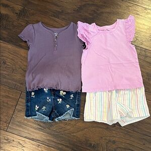 Cat and Jack Girls Purple Tops and Shorts